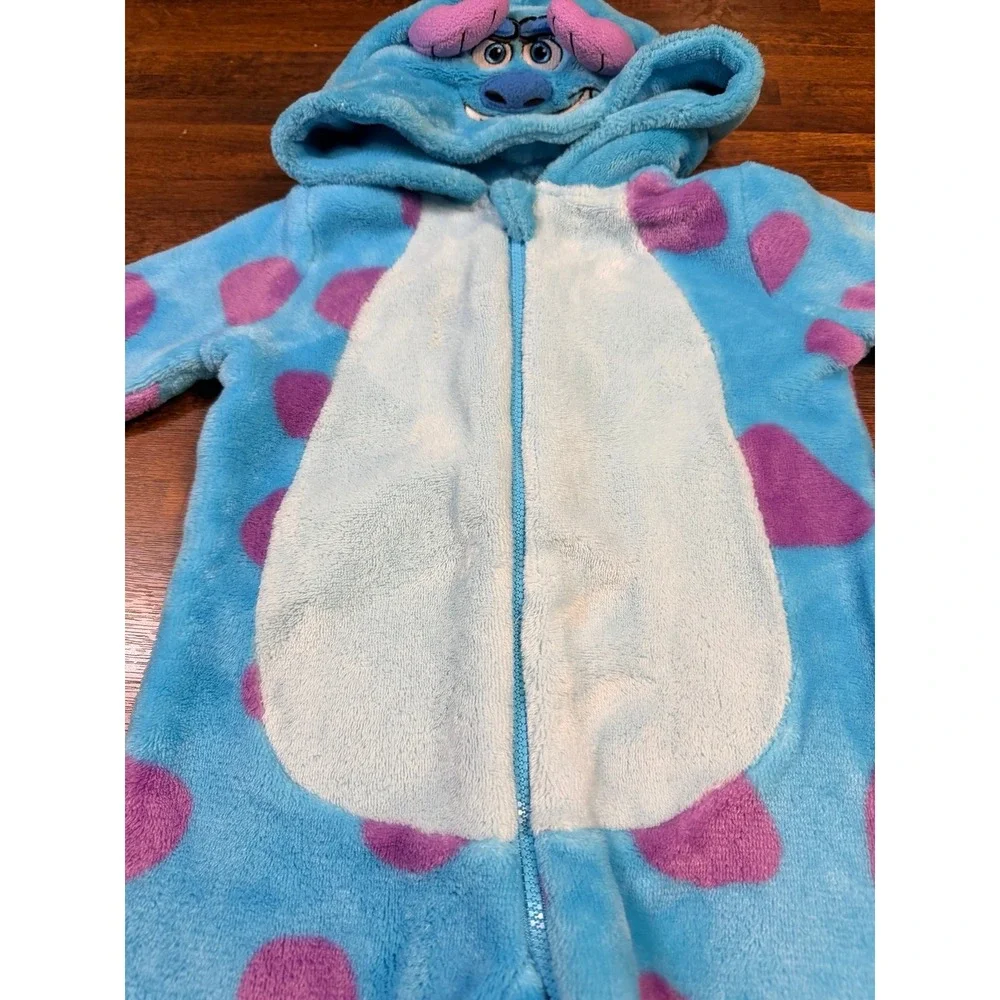 Kids Sully Monsters Inc. Costume cozy pjs with face hood.  9/12 months. Hallowee